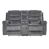 Cora Velvet Recliner 2 Seater Sofa In Dark Grey