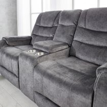 Cora Velvet Recliner 2 Seater Sofa In Dark Grey