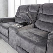 Cora Velvet Recliner 2 Seater Sofa In Dark Grey