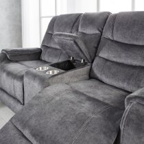 Cora Velvet Recliner 2 Seater Sofa In Dark Grey