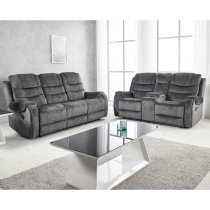 Cora Velvet Recliner 2 Seater Sofa In Dark Grey