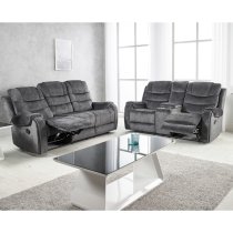 Cora Velvet Recliner 2 Seater Sofa In Dark Grey