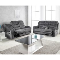 Cora Velvet Recliner 2 Seater Sofa In Dark Grey