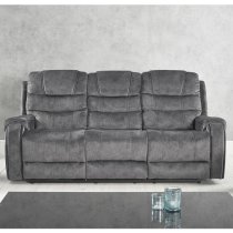 Cora Velvet Recliner 2 + 3 Seater Sofa Set In Dark Grey