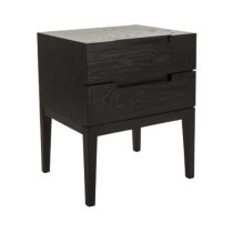 Ogen Wooden Bedside Cabinet With 2 Drawers In Black