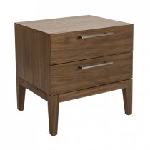 Cais Wooden Bedside Cabinet With 2 Drawers In Walnut