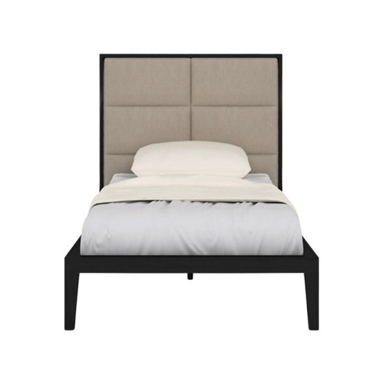 Ogen Single Bed In Wenge With Beige Fabric Headboard