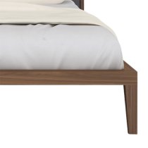 Cais Double Bed In Walnut With Grey Fabric Headboard