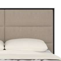 Ogen King Size Bed In Wenge With Beige Fabric Headboard