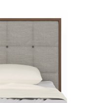 Cais King Size Bed In Walnut With Natural Fabric Headboard