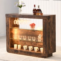 Fiesta Rustic Oak Bar Table Unit With 2 Ripple Black Stools