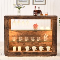 Fiesta Rustic Oak Bar Table Unit With 2 Ripple Black Stools