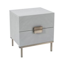 Lucy Wooden Bedside Cabinet With 2 Drawers In Grey Oak