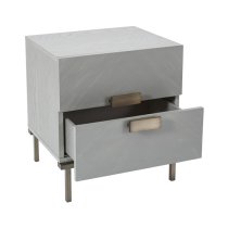 Lucy Wooden Bedside Cabinet With 2 Drawers In Grey Oak