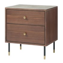 Wyatt Wooden Bedside Cabinet With Marble Effect Glass Top