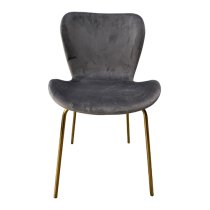 Josie Velvet Dining Chair In Dark Grey With Brass Legs