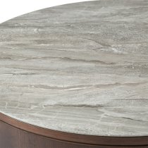 Wyatt Wooden Coffee Table Circular With Marble Effect Glass Top