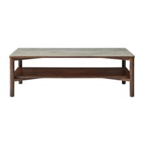 Wyatt Wooden Coffee Table And Shelf With Marble Effect Glass Top