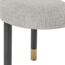 Balta Wooden Dressing Stool Round With Stone Grey Fabric Seat