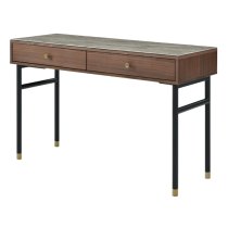 Wyatt Wooden Dressing Table With Marble Effect Glass Top