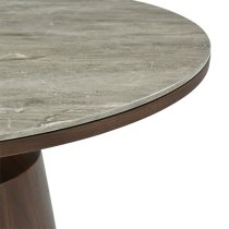 Wyatt Wooden Dining Table Circular With Marble Effect Glass Top