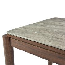 Wyatt Wooden Dining Table Square With Marble Effect Glass Top