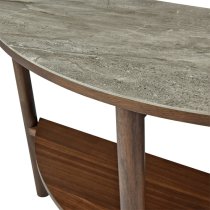 Wyatt Wooden Console Table With Marble Effect Glass Top