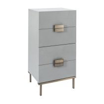 Lucy Wooden Chest Of 4 Drawers Tall In Grey Oak