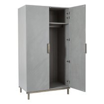 Lucy Wooden Wardrobe With 2 Doors In Grey Oak